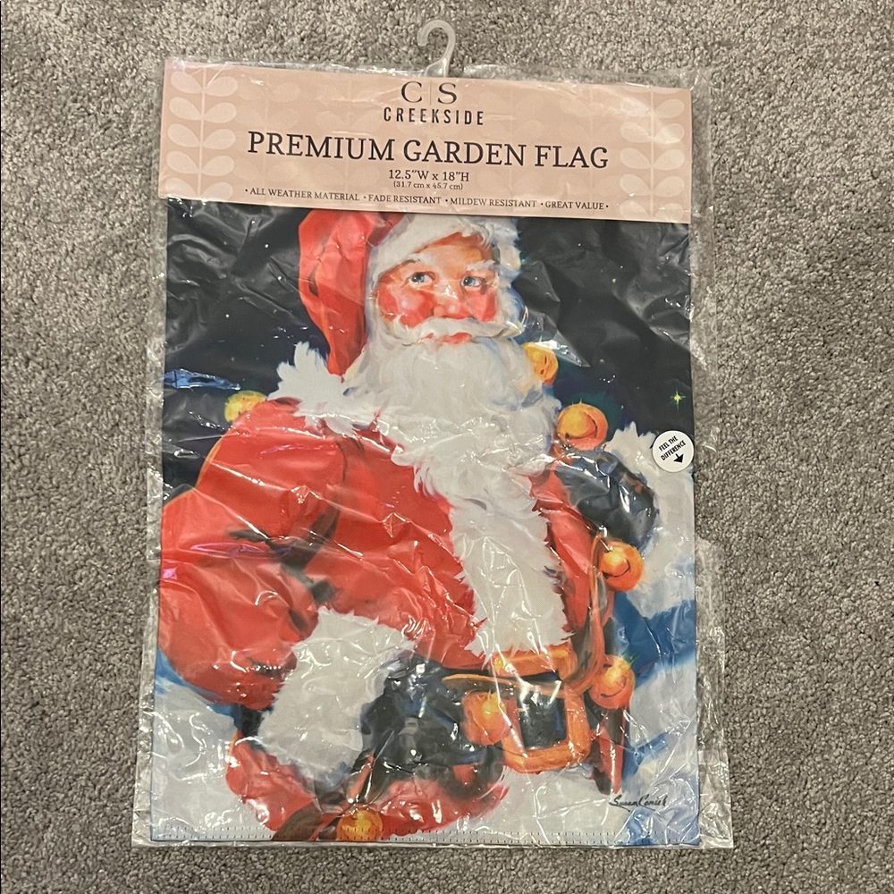 NWT Santa Claus Garden Flag - Red and White